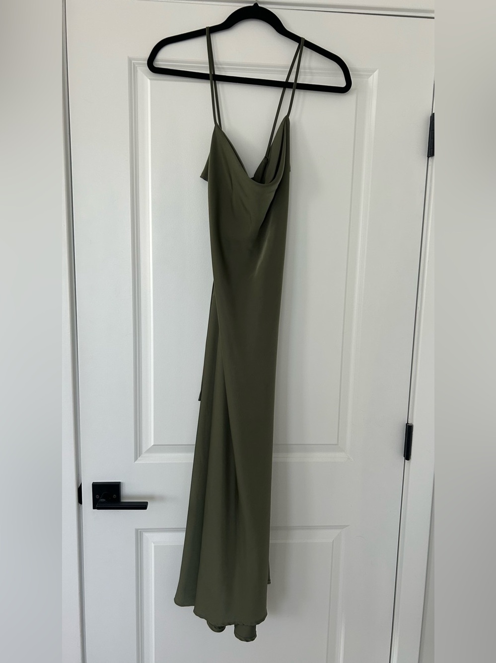 Astr Olive Green Slip Maxi Dress with Cowl Neck